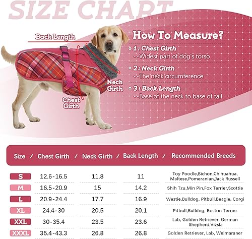 Miniatura 4 de IECOii Abrigo para perro, cálido abrigo de forro polar para perros grandes, acogedora chaqueta reflectante impermeable para perros grandes, ropa de