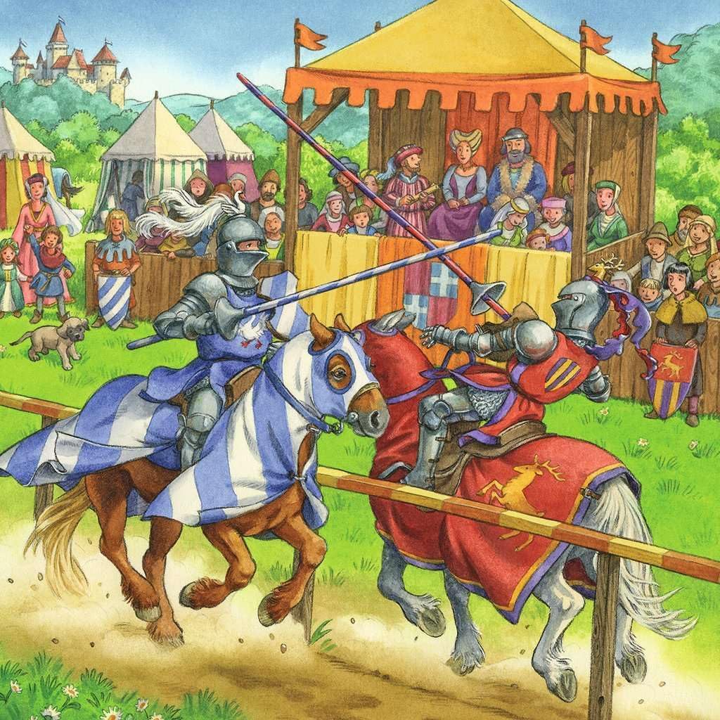 Ravensburger Puzzle Ravensburger 05150 Children's Puzzle 05150 Knight's Tournament in The Middle Ages 3 x 49 Pieces Puzzle for Children from 5 Years Yellow