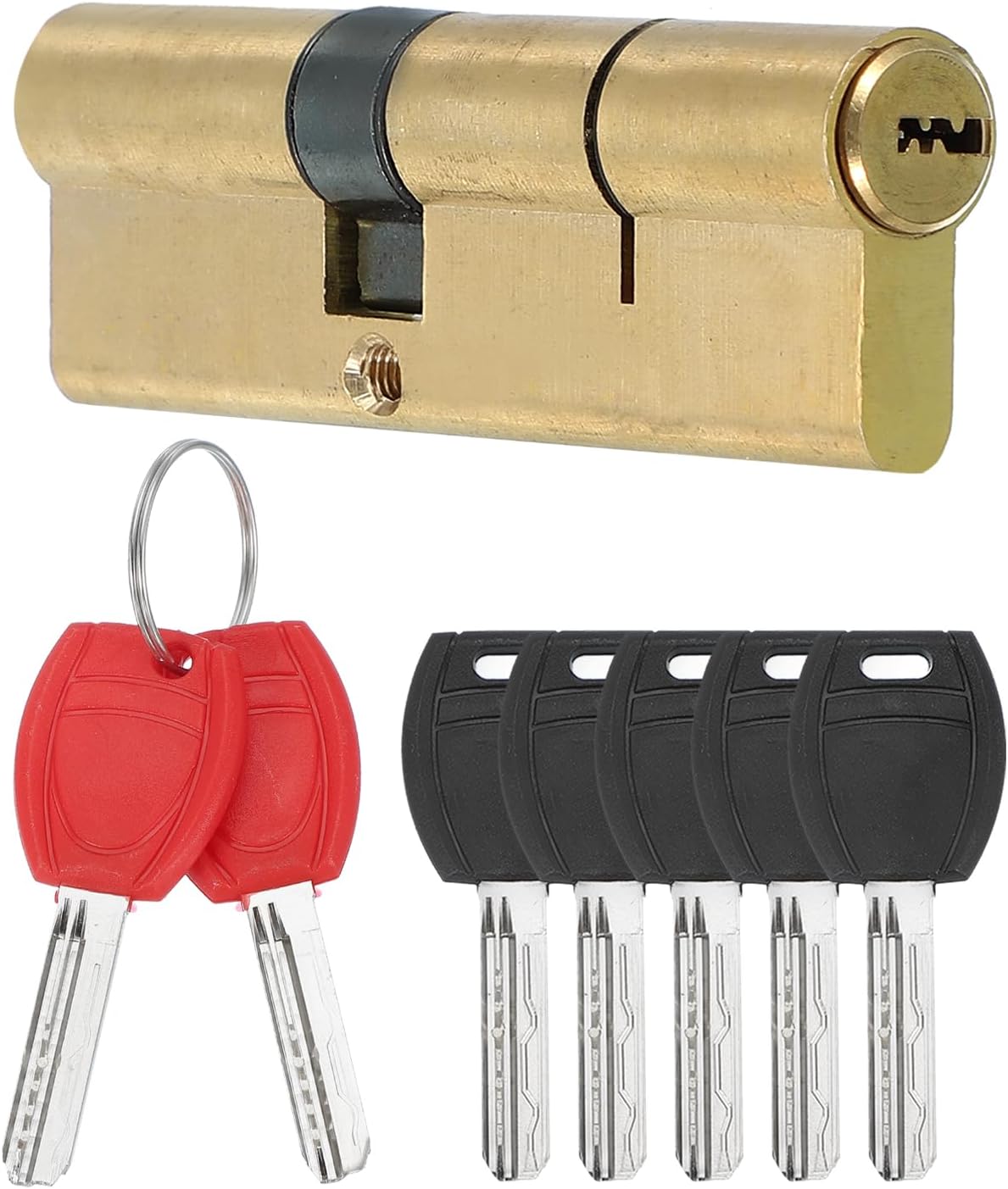 PATIKIL European Double Lock Cylinder, 70mm(27.5/10/32.5) Door Cylinder Lock with 7 Keys Solid Brass Lock Cylinder for Anti-Theft Wooden Aluminum Door