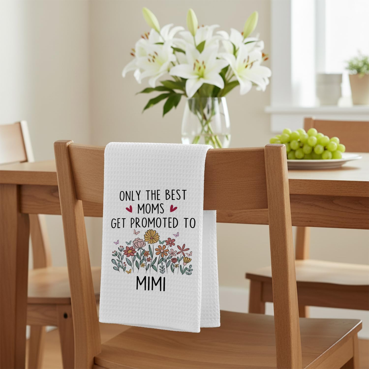 Mimi Gifts for Grandma Kitchen Towels, Pregnancy Baby Announcement for Grandma Dish Tea Towels, New Mimi Grandmother Gifts Decorative Hand Towel for Bathroom Kitchen, 16x24 Inch - Image 4