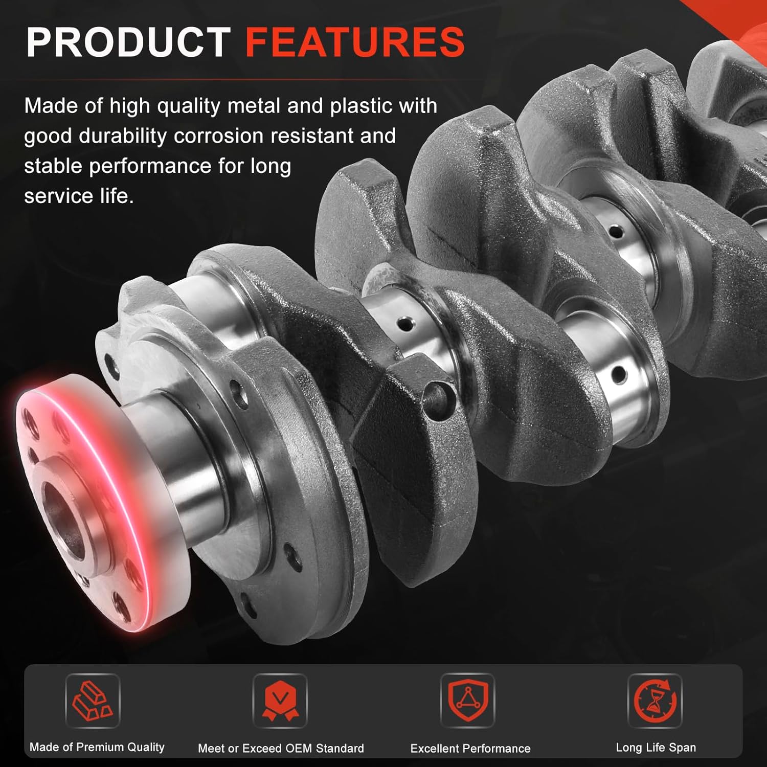 Engine Crankshaft and Bearings kit Compatible with Hyundai Santa Fe Sonata Tucson Kia Optima Sorento Sportage 2.4L, Replace 23111-2G200 23111-2G230