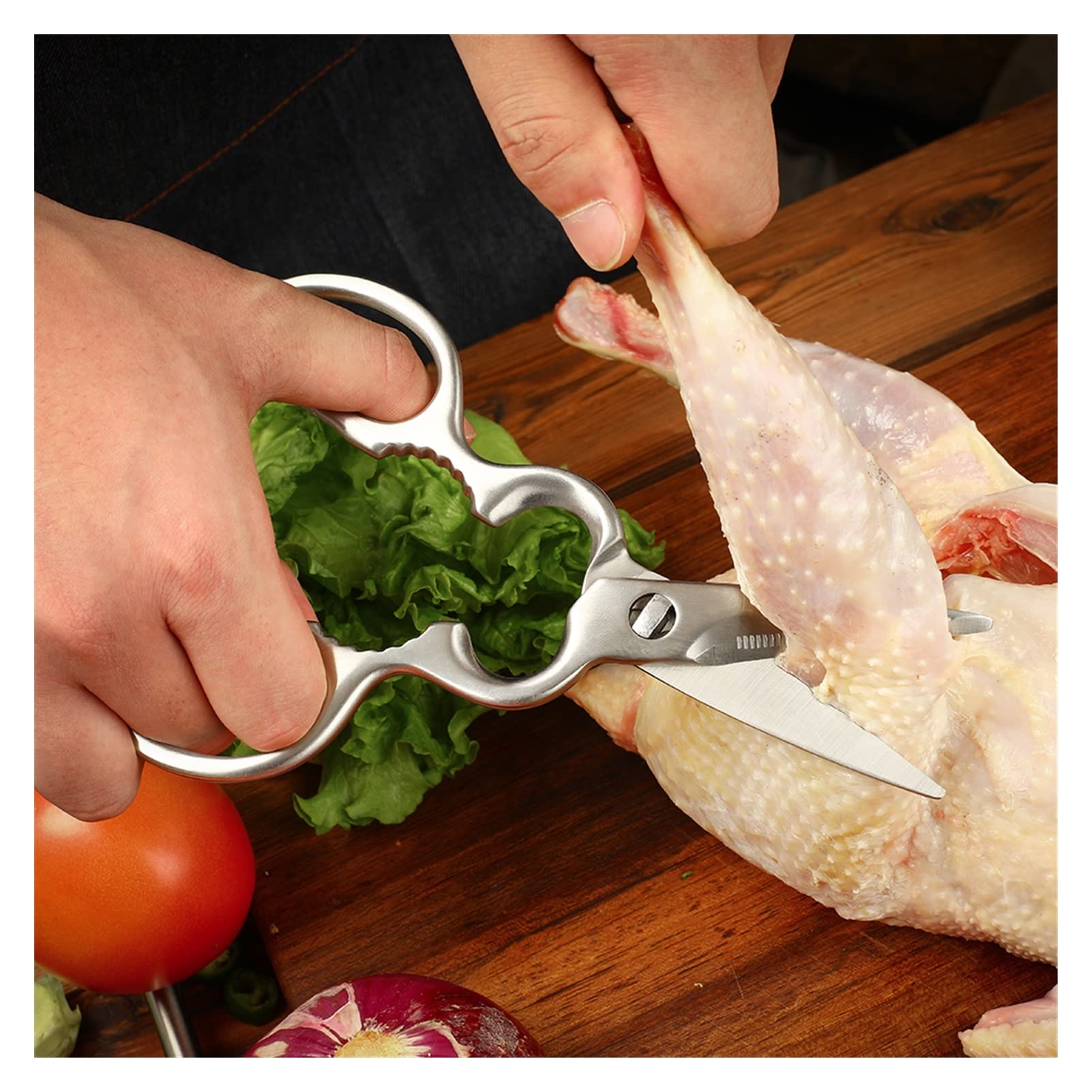 Forbici da cucina Forbici da cucina multifunzionali Forbici in Acciaio INOX lavabili Noce Osso di Pollo (Forbici staccabili) (Forbici staccabili Q)