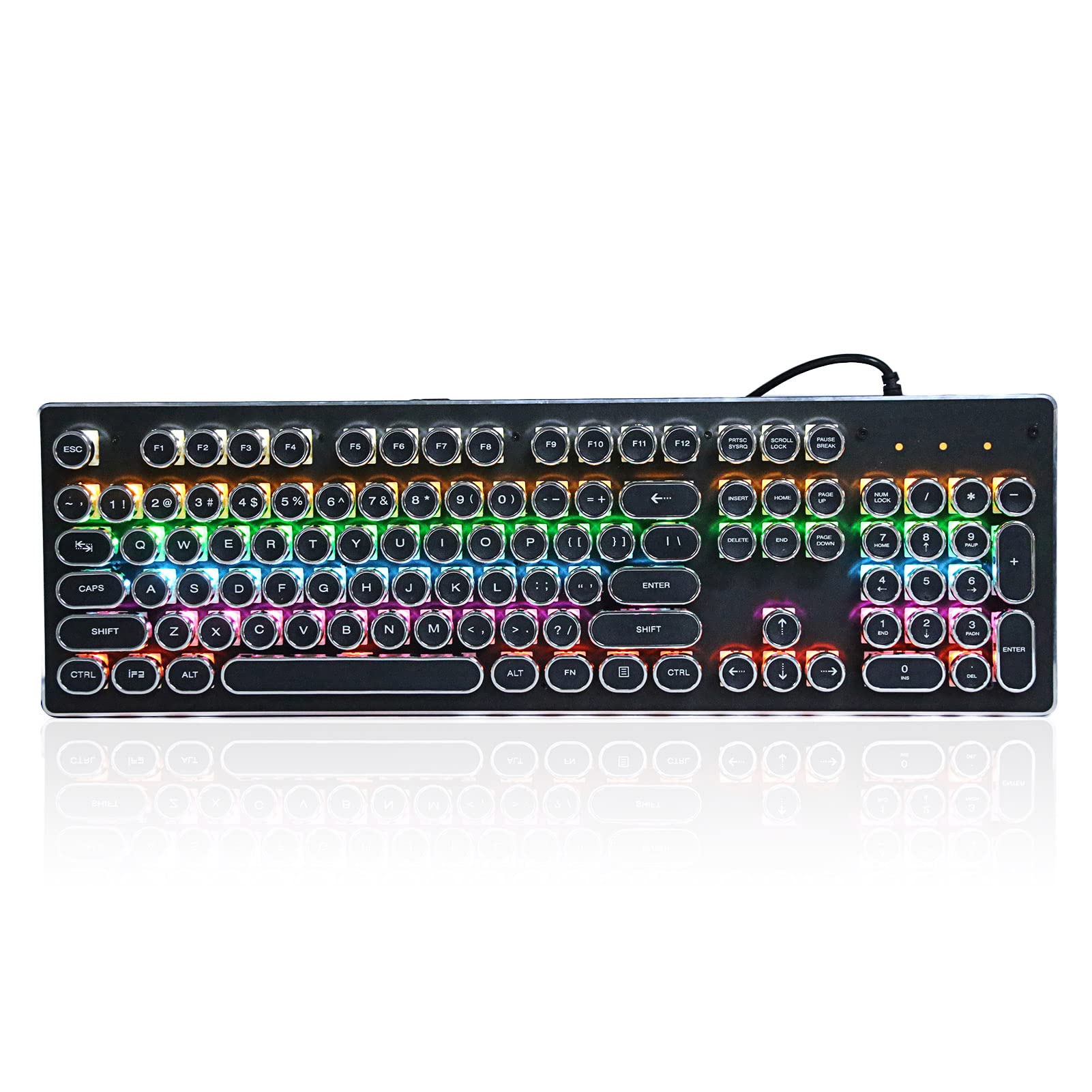 Mechanisch Gamingtoetsenbord, RGB 104-toetsen Ultraslank USB-toetsenbord met Led-achtergrondverlichting en Heldere Blauwe Schakelaars, 20 Lichtstanden, Bedraad Ergonomisch(Wit Blauw