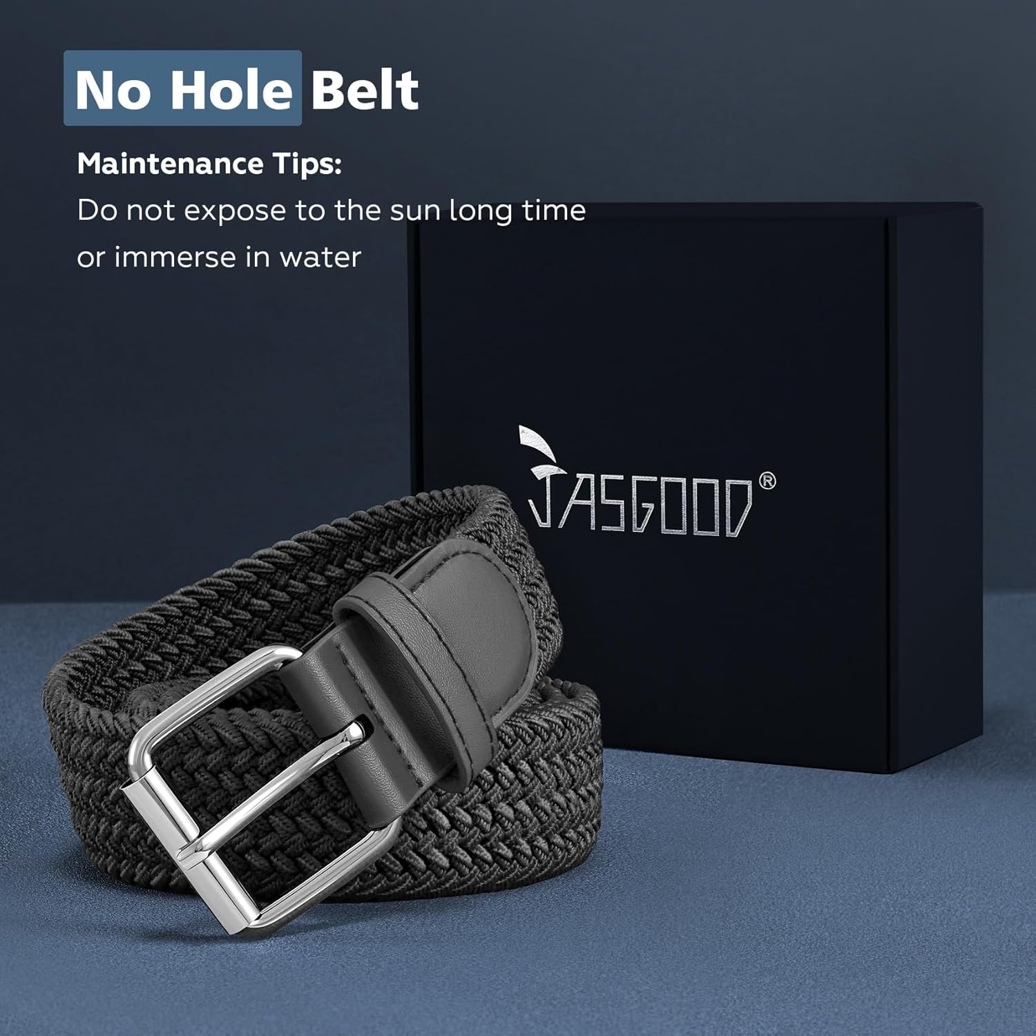 JASGOOD Braided Stretch Belt for Men Golf Casual Fabric Elastic Woven Belt 1 3/8" Adjustable Work - Image 6