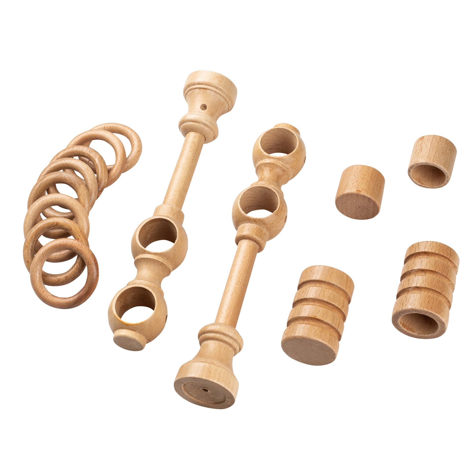 SN Deco Gardinenstange Pisa, Holz, Ø 28mm, 2-Lauf, Komplettset mit Ringen, Farbe Eiche 240cm (4x120cm)