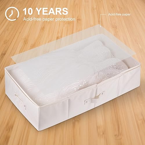 Miniatura 7 de Caja de almacenamiento para vestidos de boda, caja de conservación de vestidos de novia con 20 hojas de papel de seda libre de ácidos para