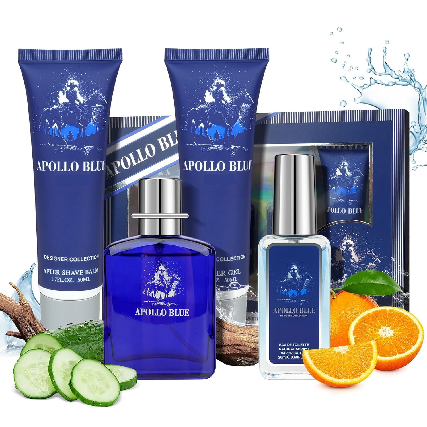 Gifts for Men,Mens Bath Set & Skincare Gift Set Basket For Him Fresh Melon & Sage Notes All Natural Skin Care Kit For Men,Travel Men's Spa Kit Gifts for Birthday Fathers Day Gift（4PCS）