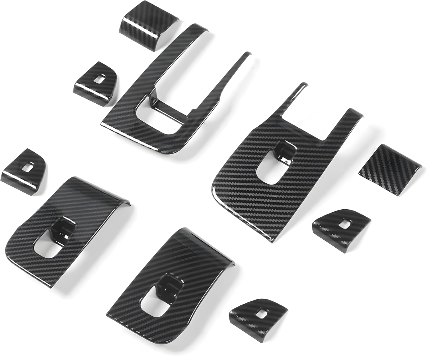 10PCS Door Window Switch Panel Cover Door Window Buttons Cover Trim Decoration Accessories For 2025 2026 Model Y Juniper, Tesla Interior Decoration Accessories (Glossy Carbon Fiber Pattern)