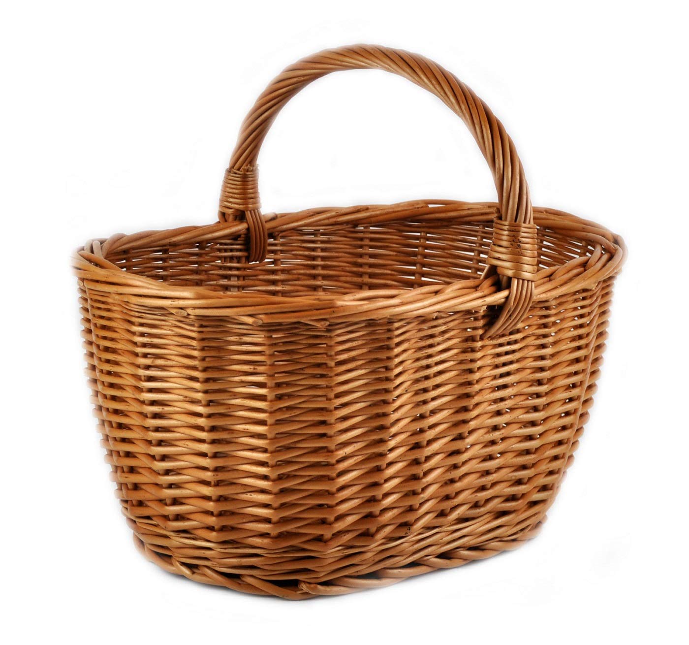 Panier PM24 solide et tressé en osier - K1-113 - Largeur : 50 cm - Profondeur : 33 cm - Hauteur : 25 à 35 cm