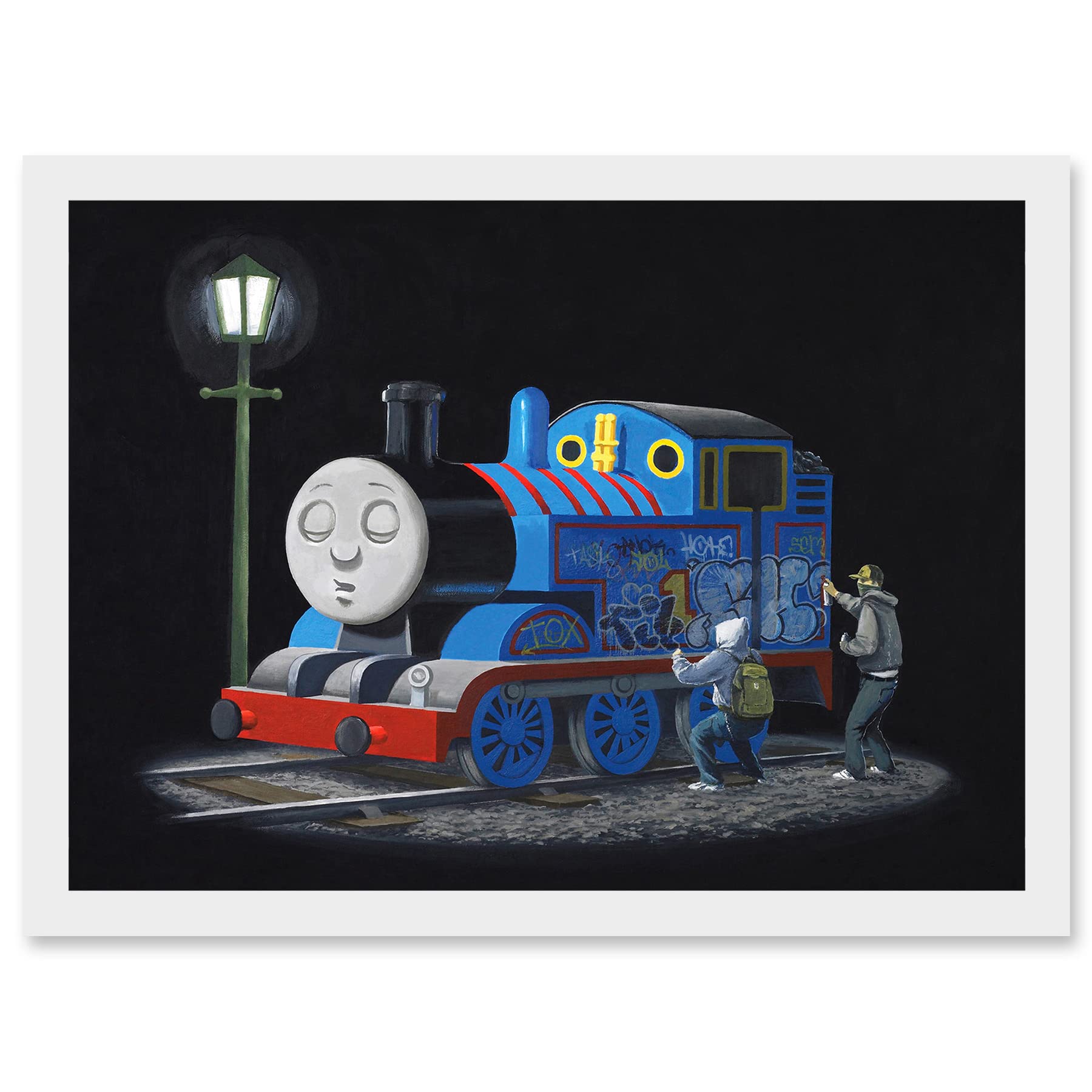 Artery8 Banksy Thomas Tank Engine Graffiti Street Artwork Framed Wall Art Print A4
