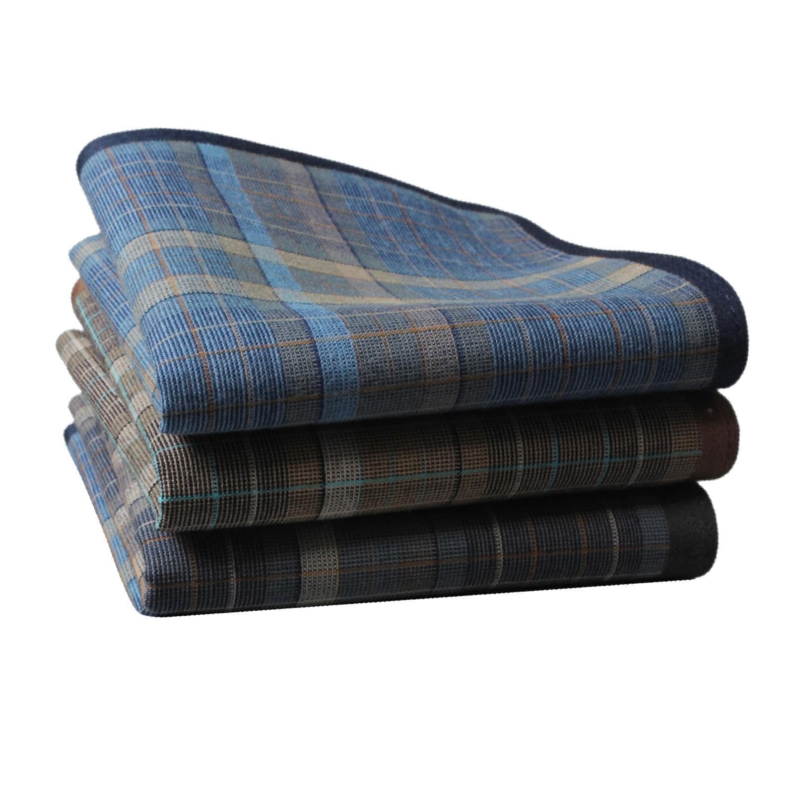 3x Handkerchiefs for Men Cotton Stripe Checkered Pattern Pocket Squares-image-9