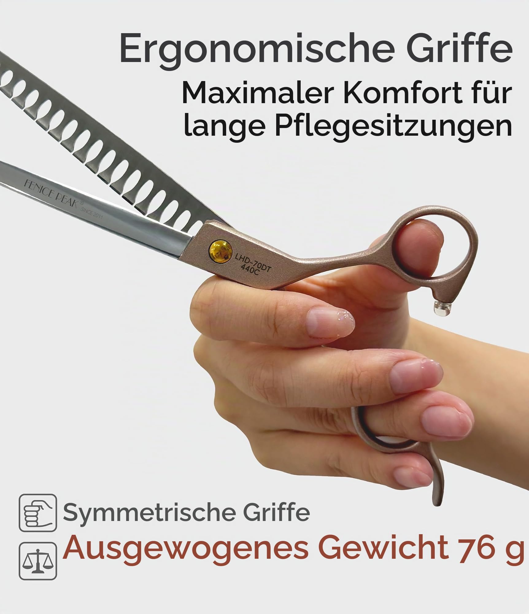 Effilierschere für Hunde und Katzen, Fellschere, 440C Edelstahl, professionelle Hundeschere, 17,8 cm