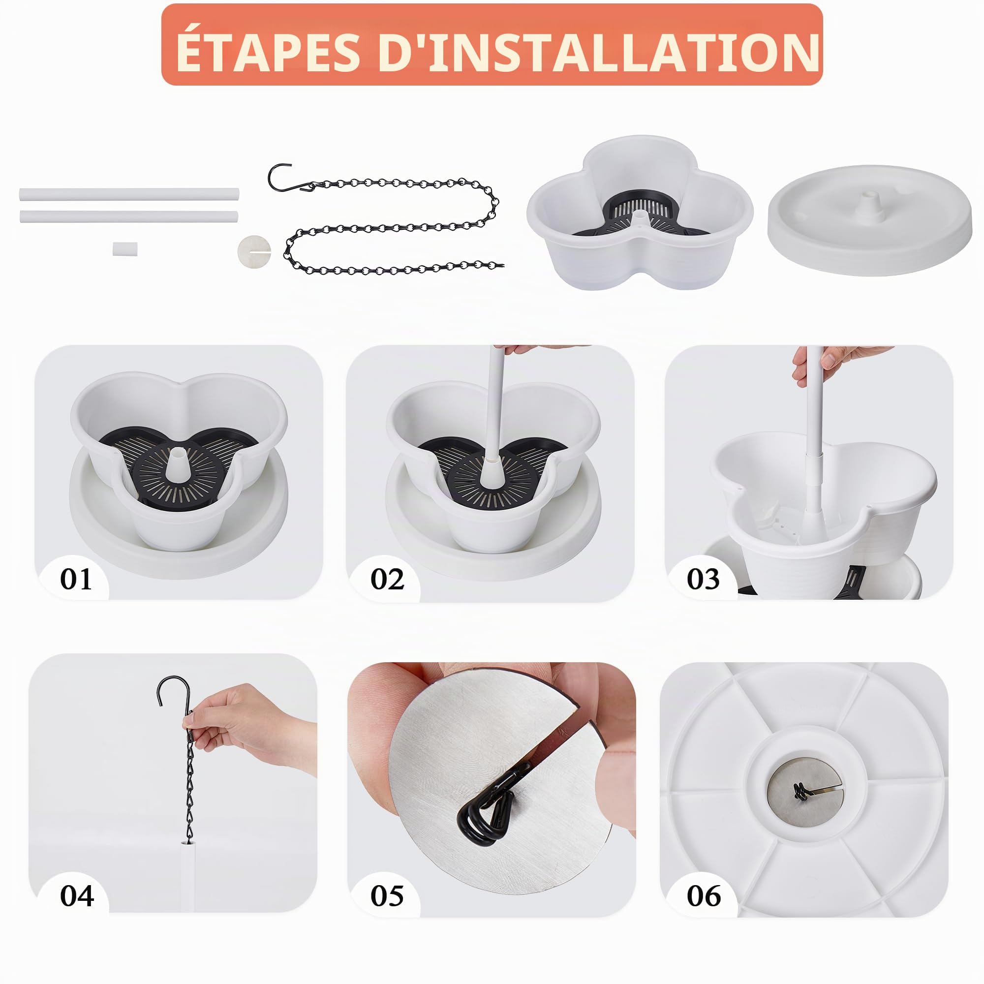 VECELO Jardinière Verticale à 5 Niveaux et à roulettes, Pots de Fleurs empilables, arrosage Autonome, pour Fraises, Herbes aromatiques, Fleurs, légumes, Blanc