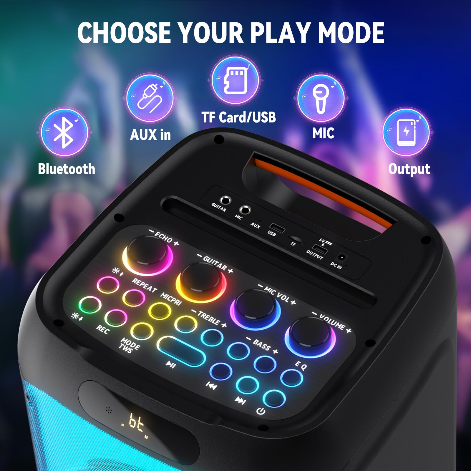 JYX Karaoke Machine with 2 Wireless Microphones for Adults, Karaoké Grand Format, 500W Large Karaoke Full Speaker with Party Lights, Portable Karaoke System Support TWS/AUX/FM/USB/TF Card