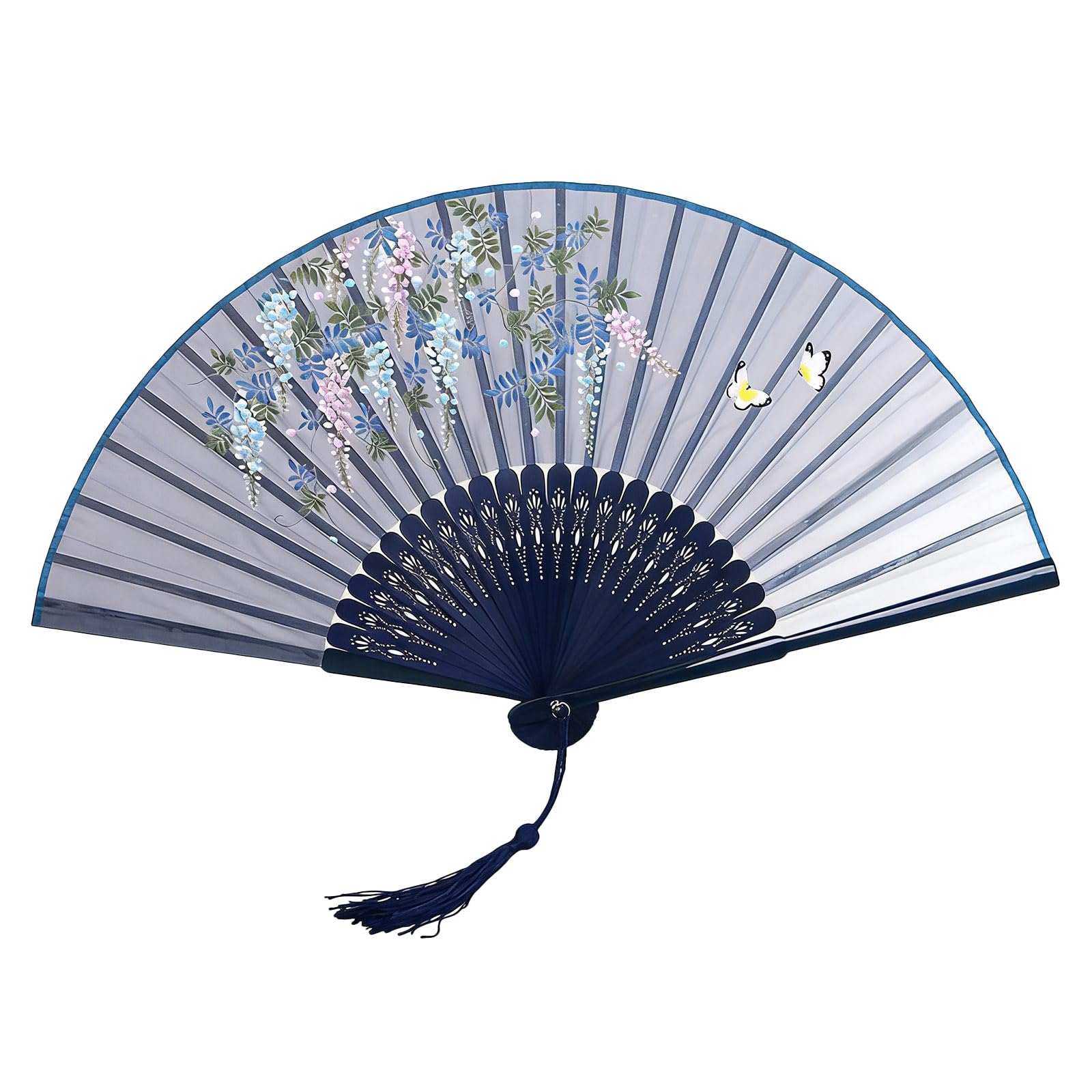 Xinsheinelry Handheld Fan with Long Tassels Soft Fabric Handheld for Parties Event Dance Props and Daily Use Hand
