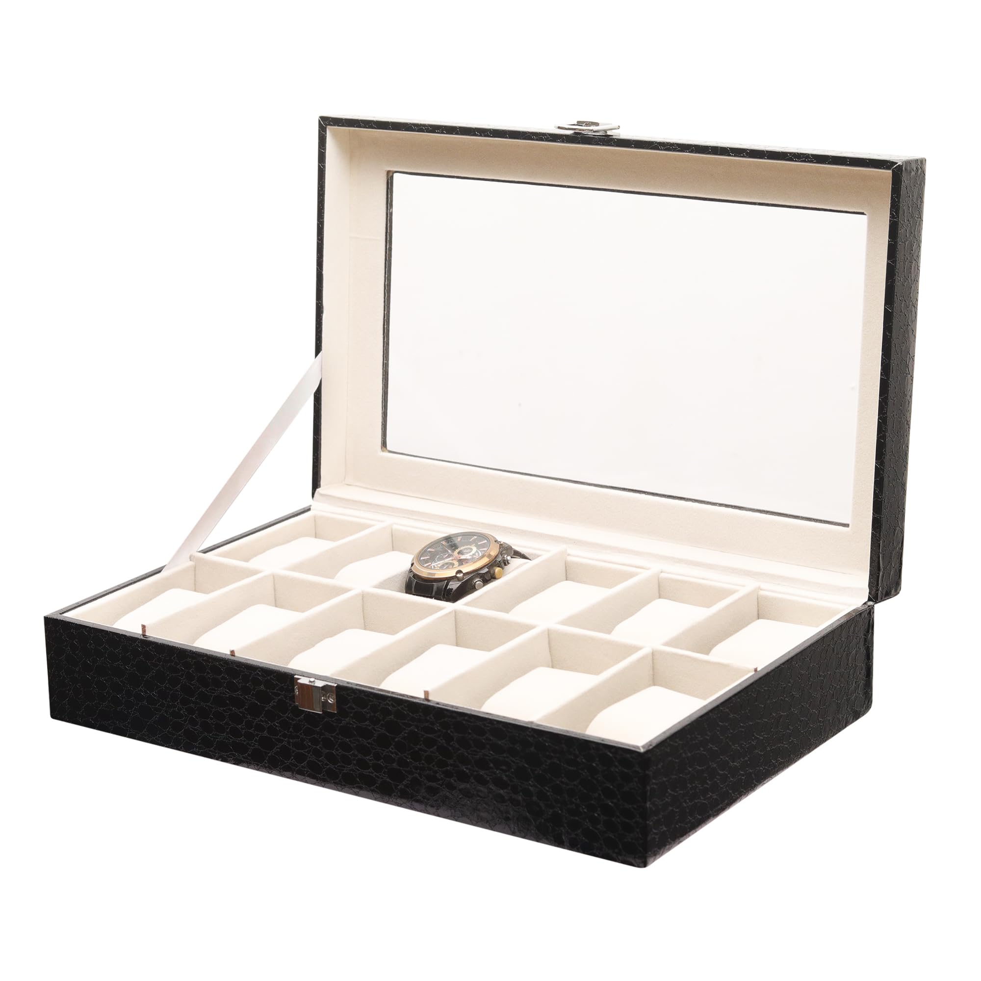 MDF Vegan Leather Eco-Friendly Watch Box with 12 Compartment Stylish and Sustainable Storage Solution for Watches (Set of 1) (B0D34N6XRX) Amazon Price History, Amazon Price Tracker