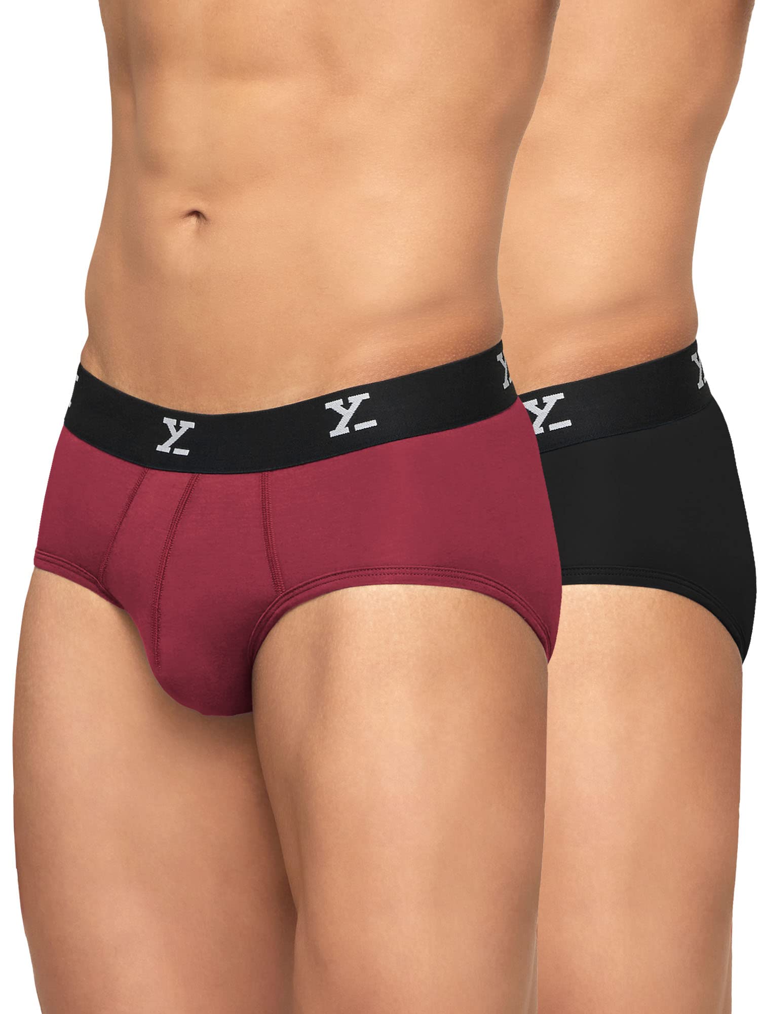 XYXXMen's Ace Micromodal Regular Fit Solid Antimicrobial Briefs with No Marks Waistband (Pack of 2)