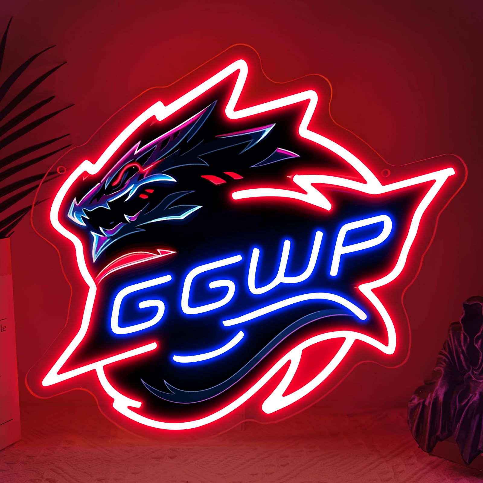 GGWP Gaming Neon Sign for Wall Decoration,Dragon Neon Light for Bedroom Man Cave Game Room Game Zone Club Party,Gaming LED Lights Wall Art Decor Gift for Gamer USB Powered(13.8"*13") — image 1