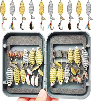 11Pcs/Box Assortment Baits Set-with Box Fly Fishing Flies Bait Set&Spinner Sequins Fly Bait Set Flies, Nymphs Fishing for Trout, Pan Fish, Sea Bass