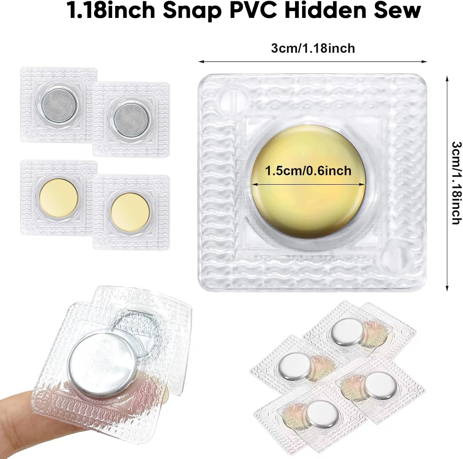 Piopiocoing 64 Pcs 1.18 Inch Hidden Magnetic Snaps，32 Pairs PVC Hidden Sew Invisible Magnetic Snap Clothing Clasp DIY Craft Sewing Tools Fastener Snaps Buttons for Purses