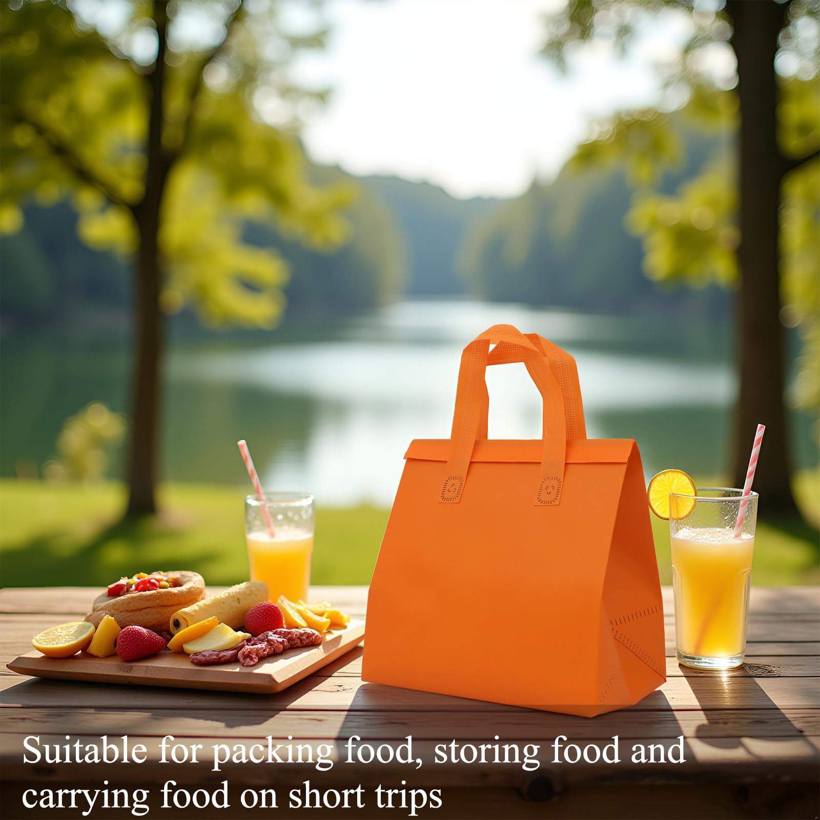 Isolierte Einweg-Lunchtaschen für Lebensmittellieferung, Thermo-Kühltasche, zum Mitnehmen von Lebensmitteln und Getränken, Aluminiumfolien-Innenfutter, 5 Farben, 50 Stück