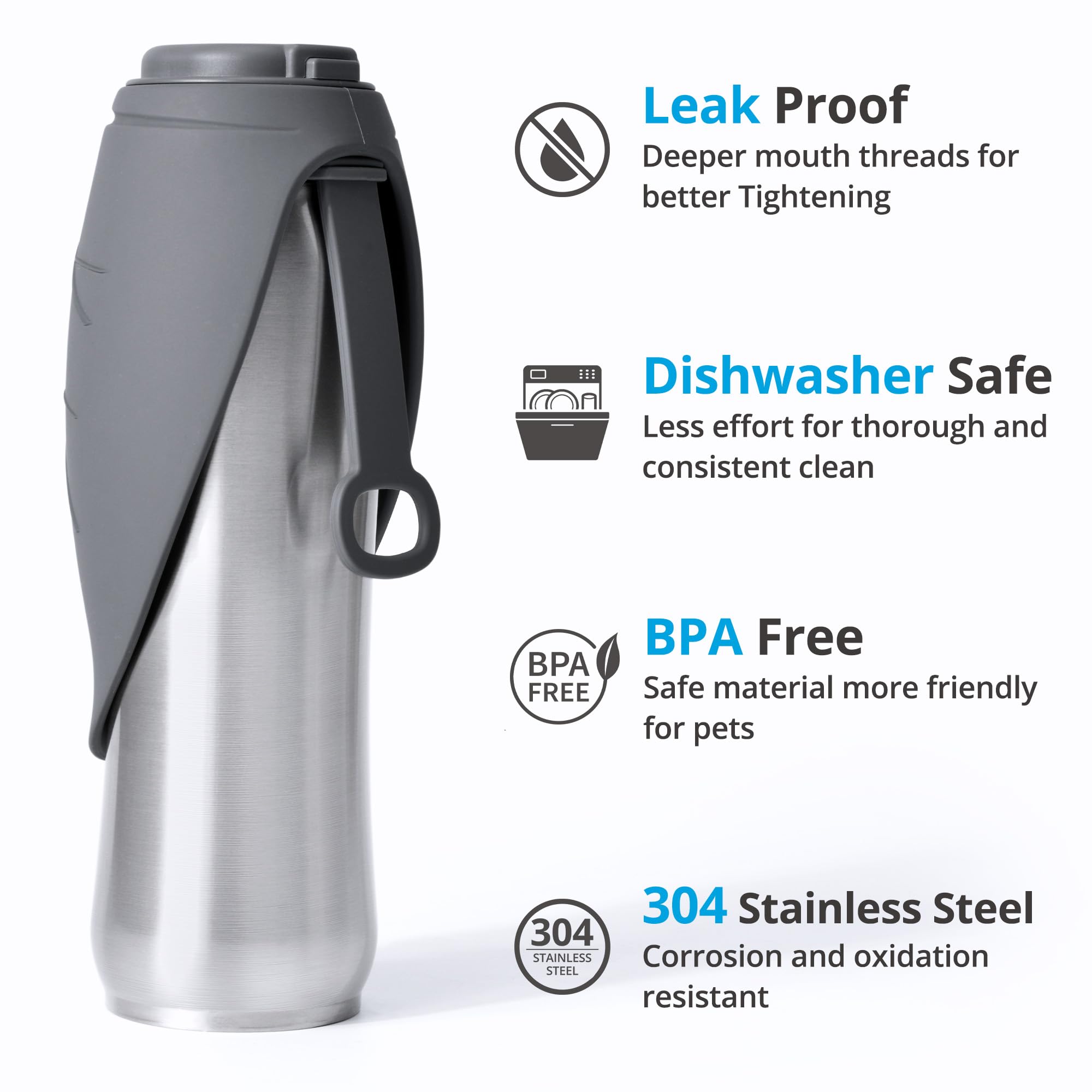 Petace Bottiglia per Cani da Viaggio, 750 ml Bottiglia Cane Isolato in Acciaio Inox, Borraccia Portatile per Cani Portatile, Doppia Parete Isolata Sottovuota
