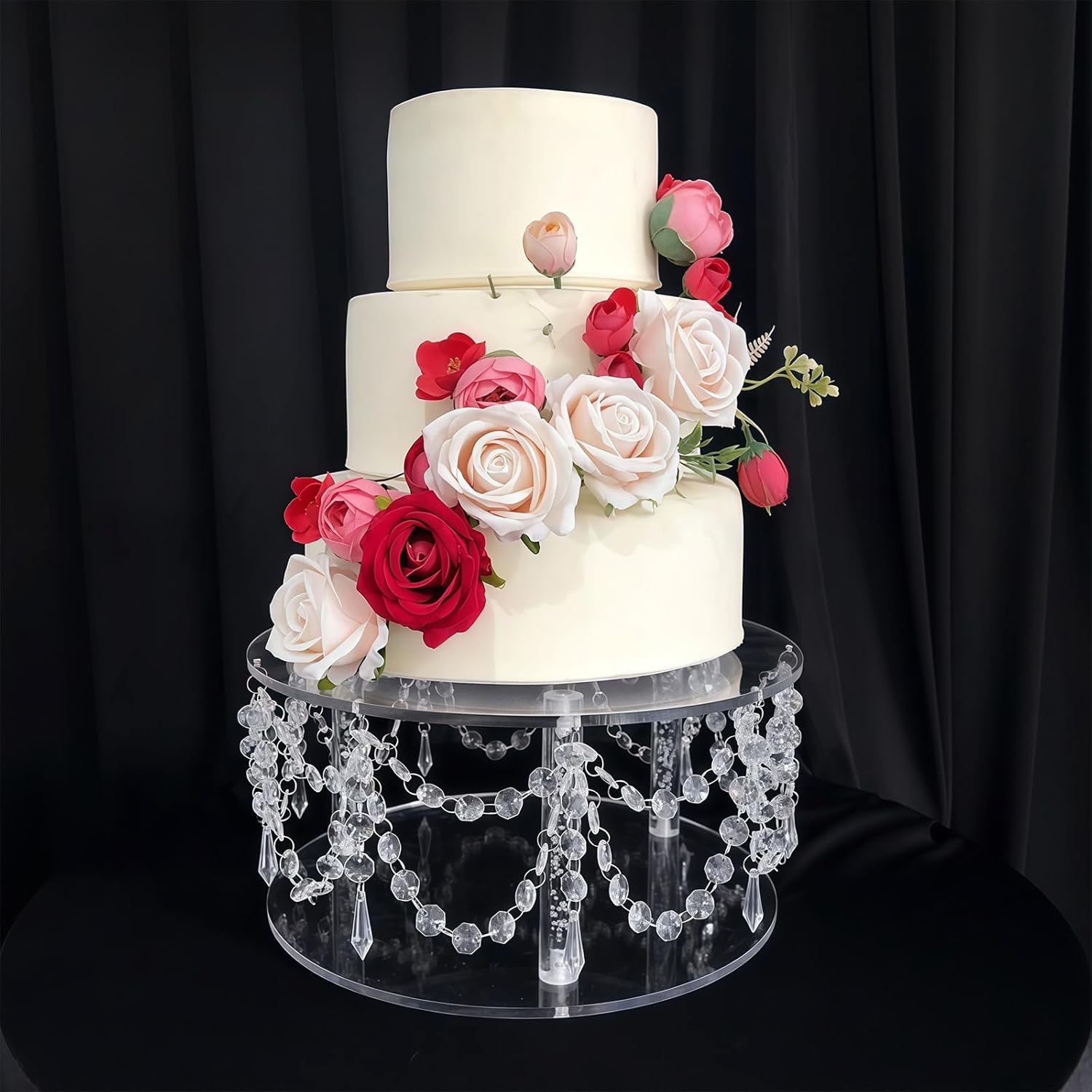 エレガントなクリスタルビーズデザインのアクリルデザートディスプレイスタンドケーキカップケーキホルダーベーキングデコレーションや特別な