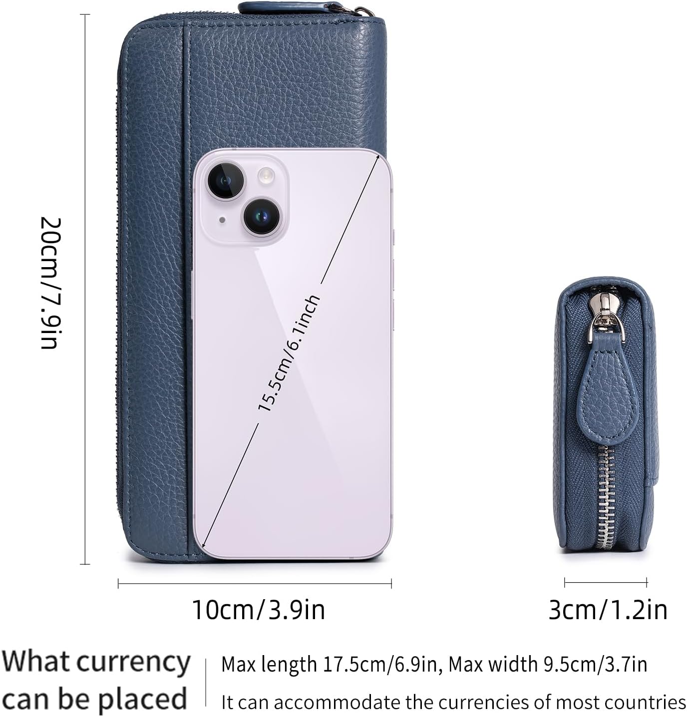 RFID Blocking Womens Zipper Wallet Leather Large Capacity Billfold Clutch Zip Around Wallets for Women - Image 7