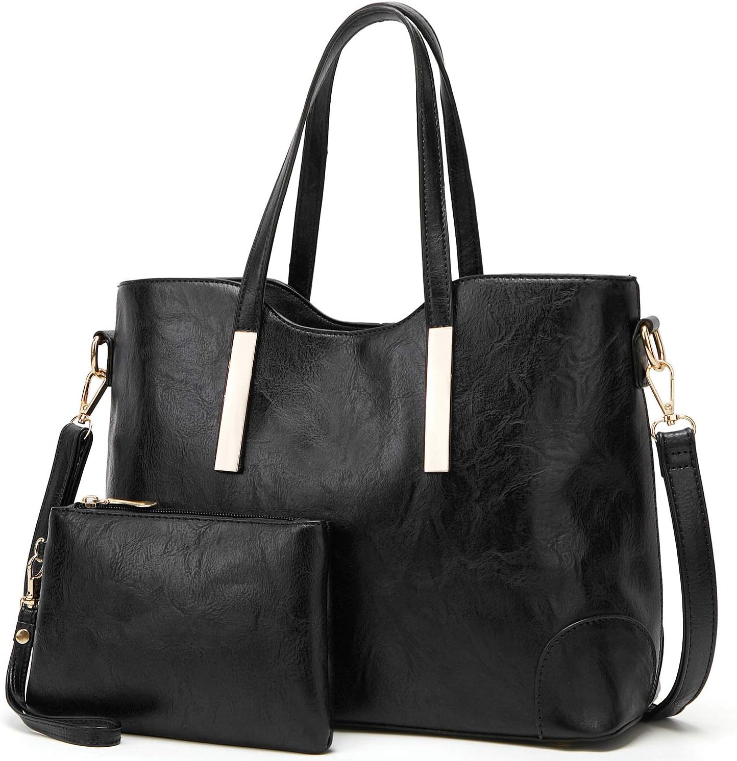 TcIFE Purses and Handbags for Womens Satchel Shoulder Tote Bags Wallets, 2-black, Medium