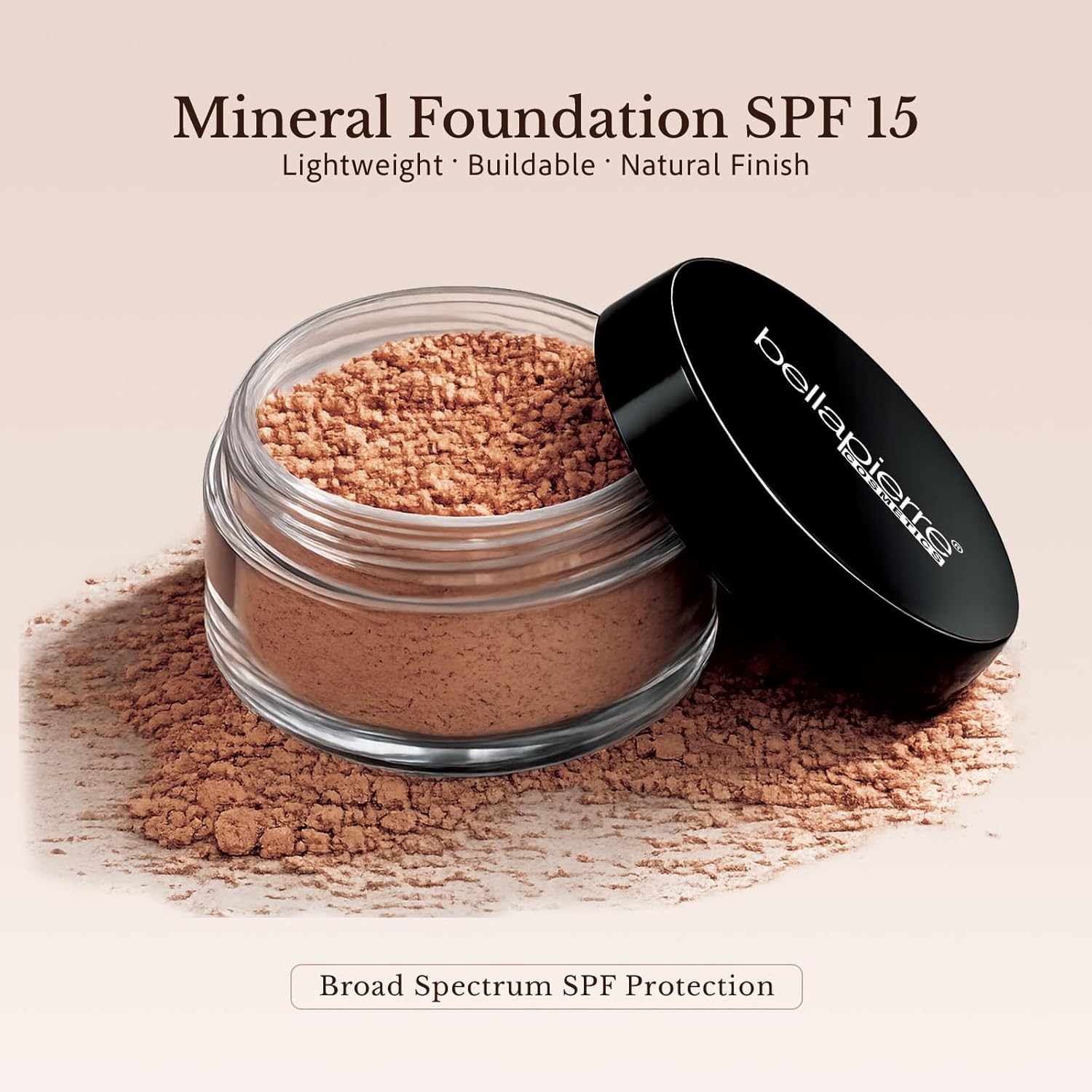 Bellapierre Mineral Foundation SPF 15 – Loose Powder Foundation, Full Coverage Mineral Makeup with Matte Finish – Vegan, Cruelty Free, Hypoallergenic, Oil & Talc Free – 0.32 oz - Acorn