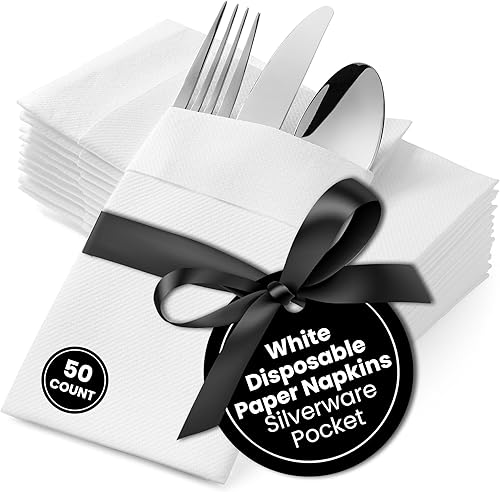 AH AMERICAN HOMESTEAD Servilletas de papel de lino con bolsillo para cubiertos, servilletas desechables a granel de 16 x 15.5 pulgadas, elegantes disponible en Yaxa Venezuela