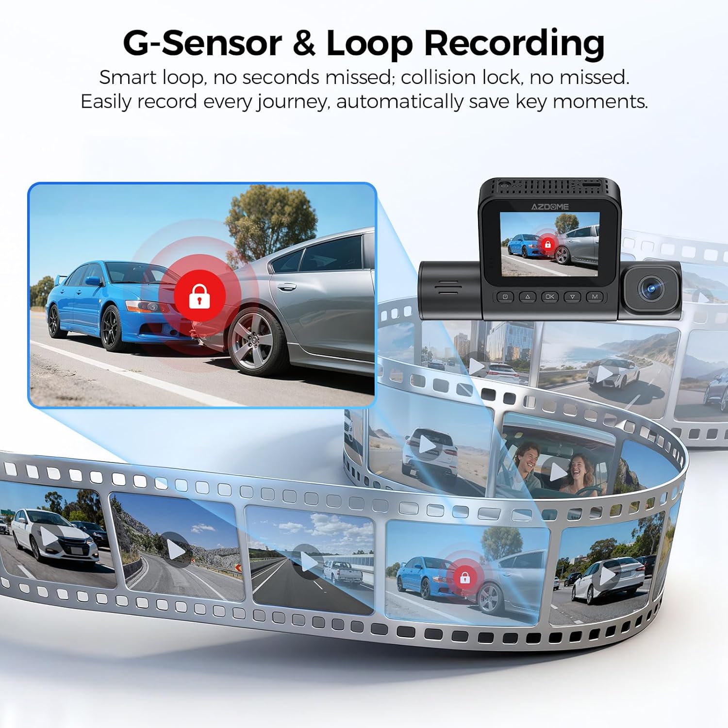 AZDOME 4K S58 3 Channel Dash Cam, 2K+1K+1K Dash Cam Front and Rear Inside, 4G LTE, Includes Hardwire Kit & OBD, Parking Mode, Dash Camera for Cars, G-Sensor, Built-in GPS & WiFi 6, WDR