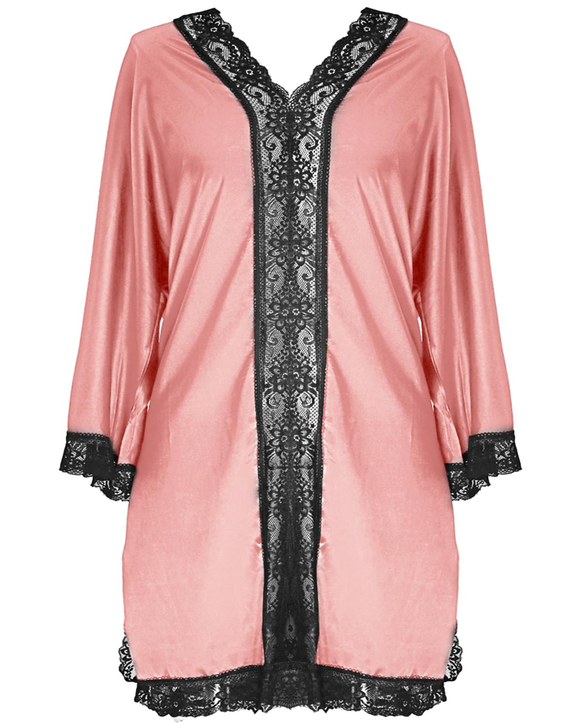 Rayson Camisones de Mujer Verano Camisón Satén en V Sexy Moda Mujer Ropa de Dormir Manga 3/4 Encaje Raso Bata Verano