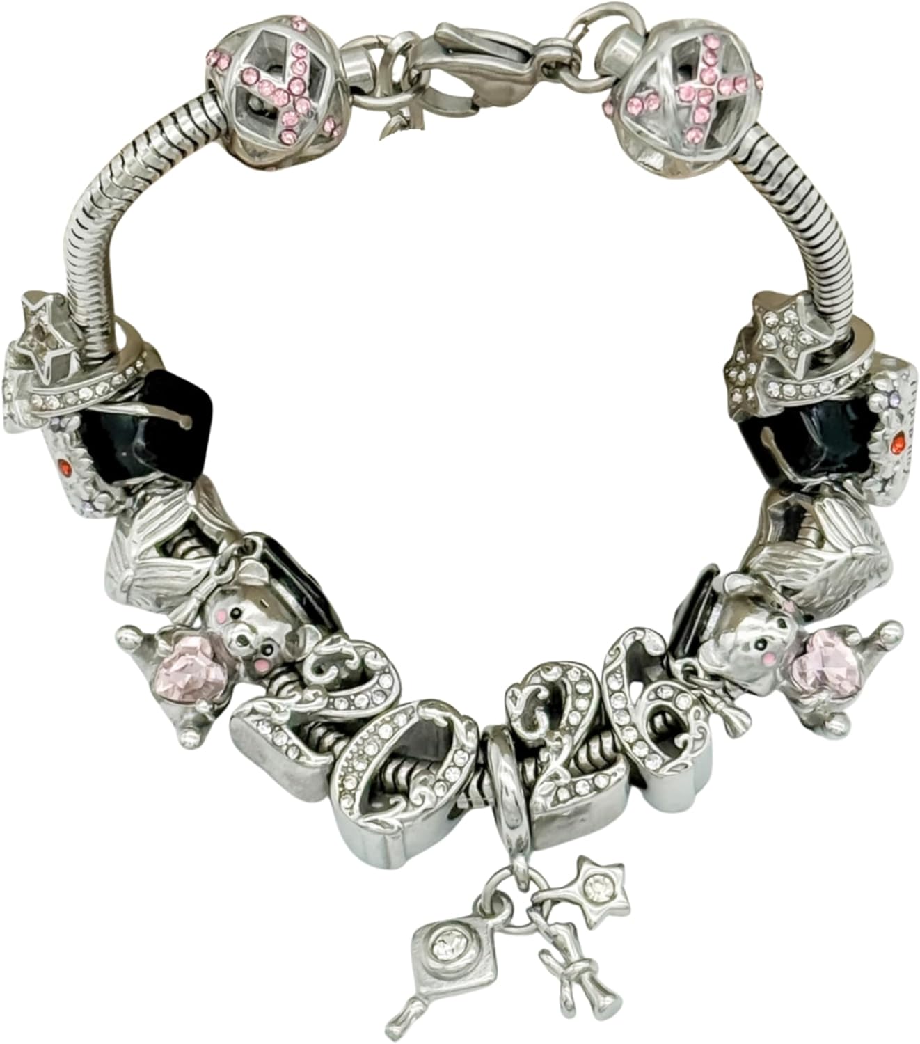 BELLA'S YARD You Did It Graduation Bracelet, Charm Bracelet for Graduate, Jewelry for Grad, 100% Stainless Steel, Water & Tarnish Resistant, Gift for Graduate, 15 Charms Included - Adjustable, Includes Velvet Bag