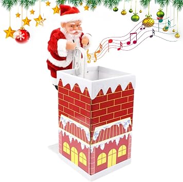 awakentti Christmas Electric Toy, Electric Chimney Climbing Santa Claus Musical Toy, Christmas Tree Decoration for Christmas Trees, Houses, Doors, Walls, Gardens