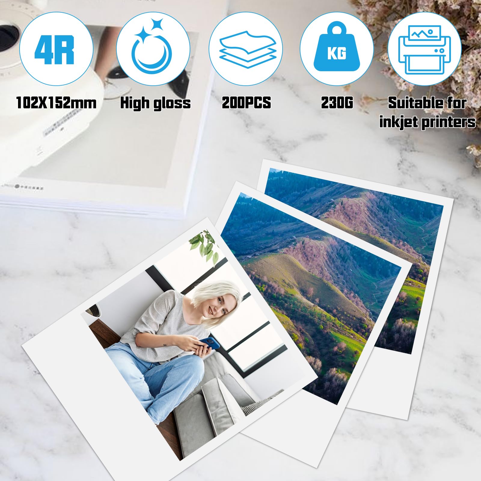 KOALA Inkjet Fotopapier 10x15 cm Glanzend 100 Vellen 200 g/m² voor Canon HP Epson Inkjet Printer