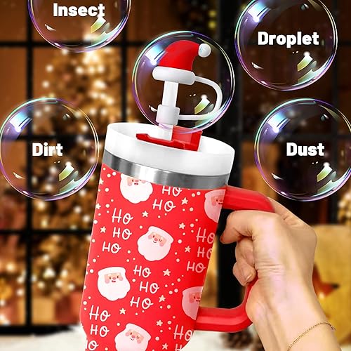 Miniatura 4 de 6 tapas de paja de Navidad para copa Stanley, tapa de paja para regalos de Navidad, popote de silicona para vaso Stanley de 30 y 40 onzas con asa,