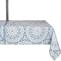 Vista 37 de Stripe Outdoor Tablecloth Water Resistant Polyester Fabric Table Cover with Zipper Umbrella Hole for Garden Patio Tabletop 60Inch Round,Black