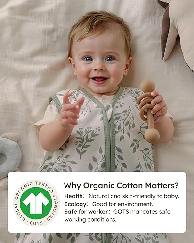 Miniatura 3 de Yoofoss Saco de dormir para bebé de 0 a 6 meses, 100% algodón, cremallera de 2 vías, TOG 0.5, saco de dormir para niños pequeños, paquete de 3,