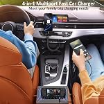 USB C Car Charger 3 Pack, 65W 4-Port Super Fast Car Phone Charger PD+QC 3.0 12V USB Car Charger with Voltage Display Cigarette Lighter Adapter for iPhone 16e 15 14 13 12 Pro Max,Samsung,Android(Black)
