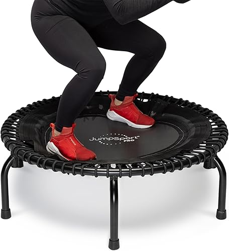 Miniatura 9 de JumpSport 350 PRO - Trampolín de fitness resistente para interiores, 39 pulgadas, 36 cordones elásticos EnduroLast de alta calidad, rebote