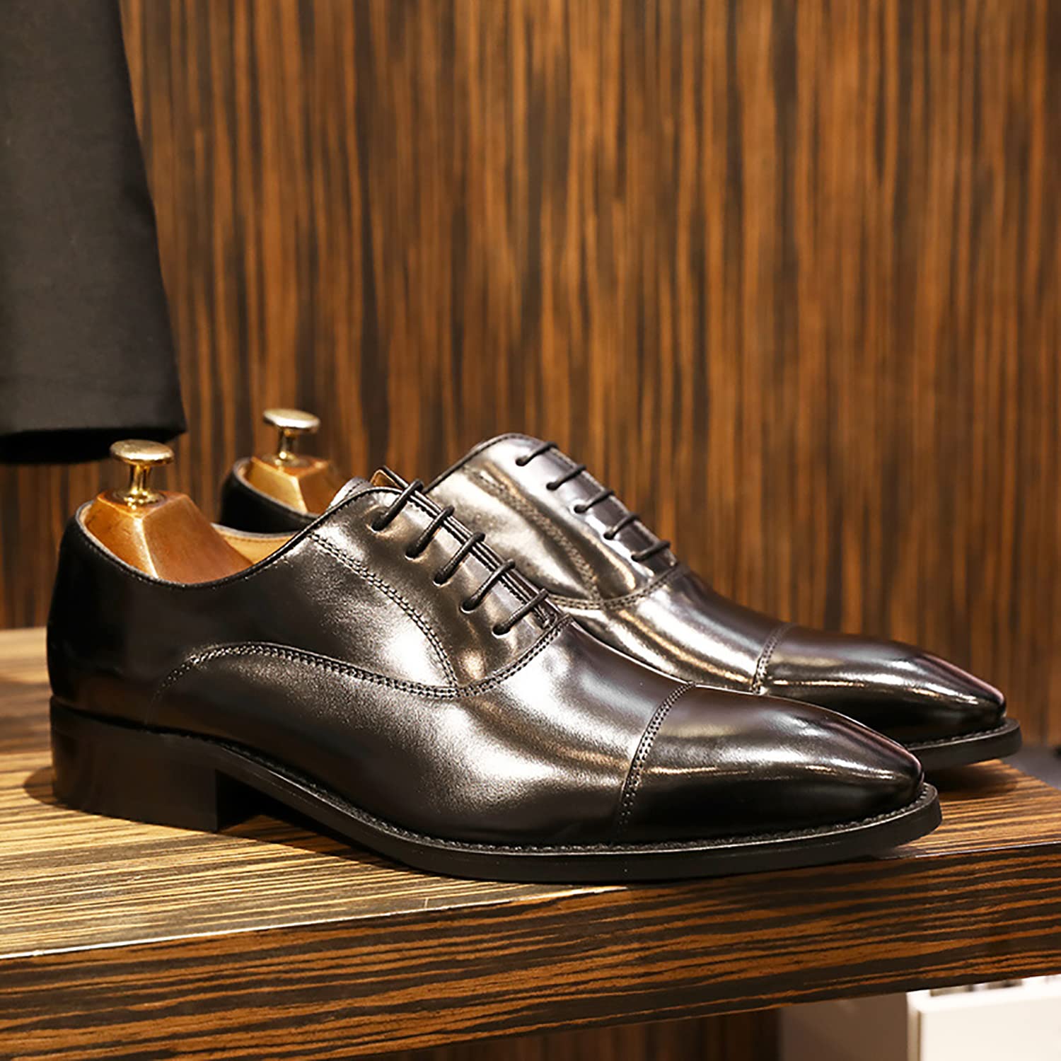 DESAI Chaussure Derbys Homme à Lacets Classique Oxford de Ville Cuir Détente Moderne Affaires Mariage Brock