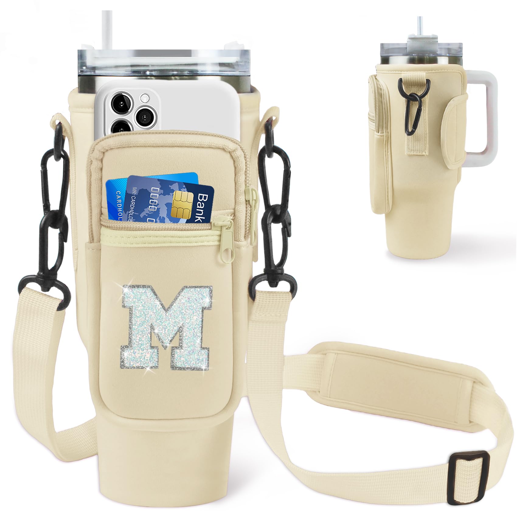 Initial Water Bottle Holder for Stanley 40 oz with Handle/Simple Modern 40 oz Tumbler, Personalized Thanksgiving Gift for Women, Girl, Sister, Wife, Mother-in-Law