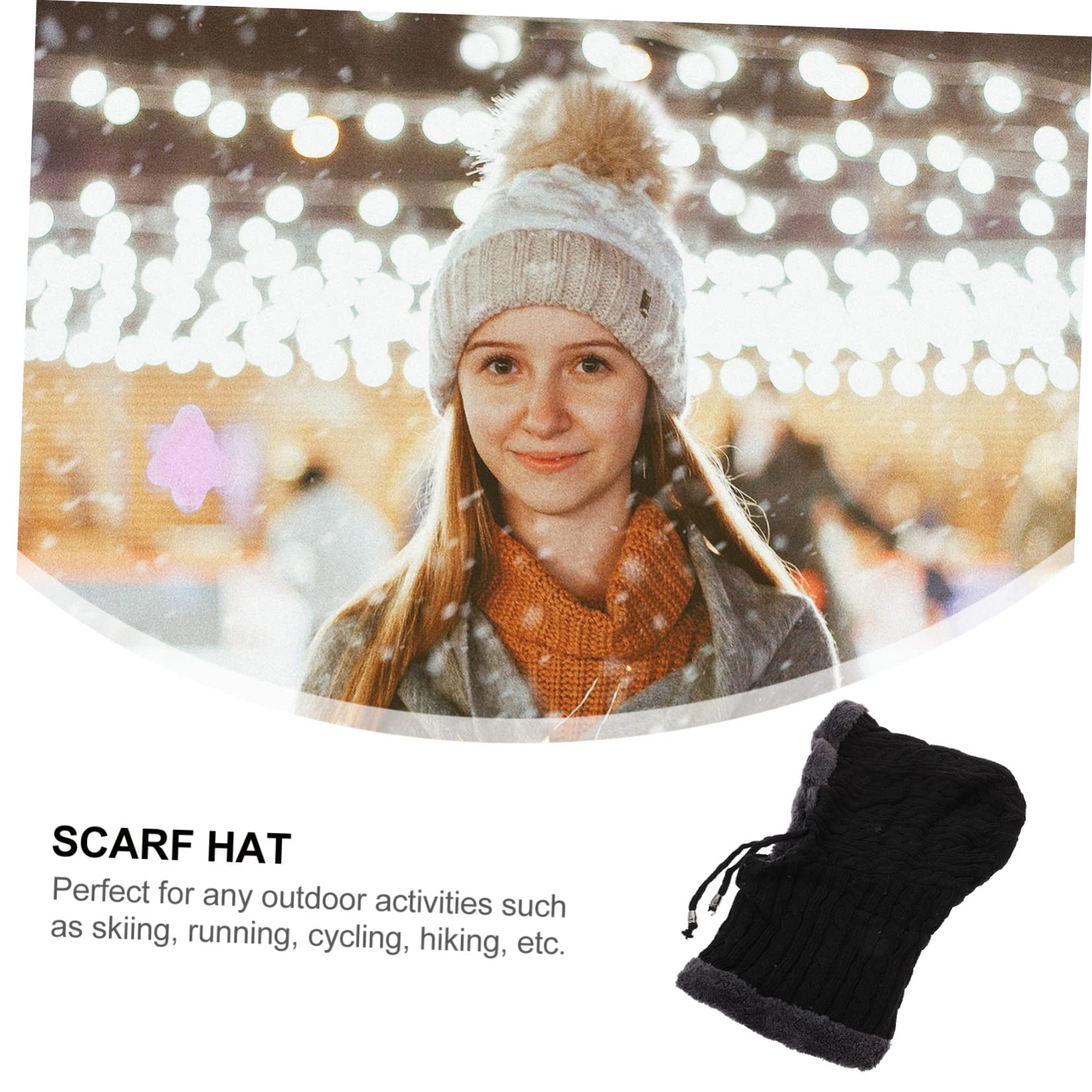 minkissy Gorro Tejido Polar Sombreros Tapa Tejer frío máscara de esquí Lana Gorras de Punto para Hombre Sombrero de Bufanda Gorros Calientes para Mujer Capucha Tejida