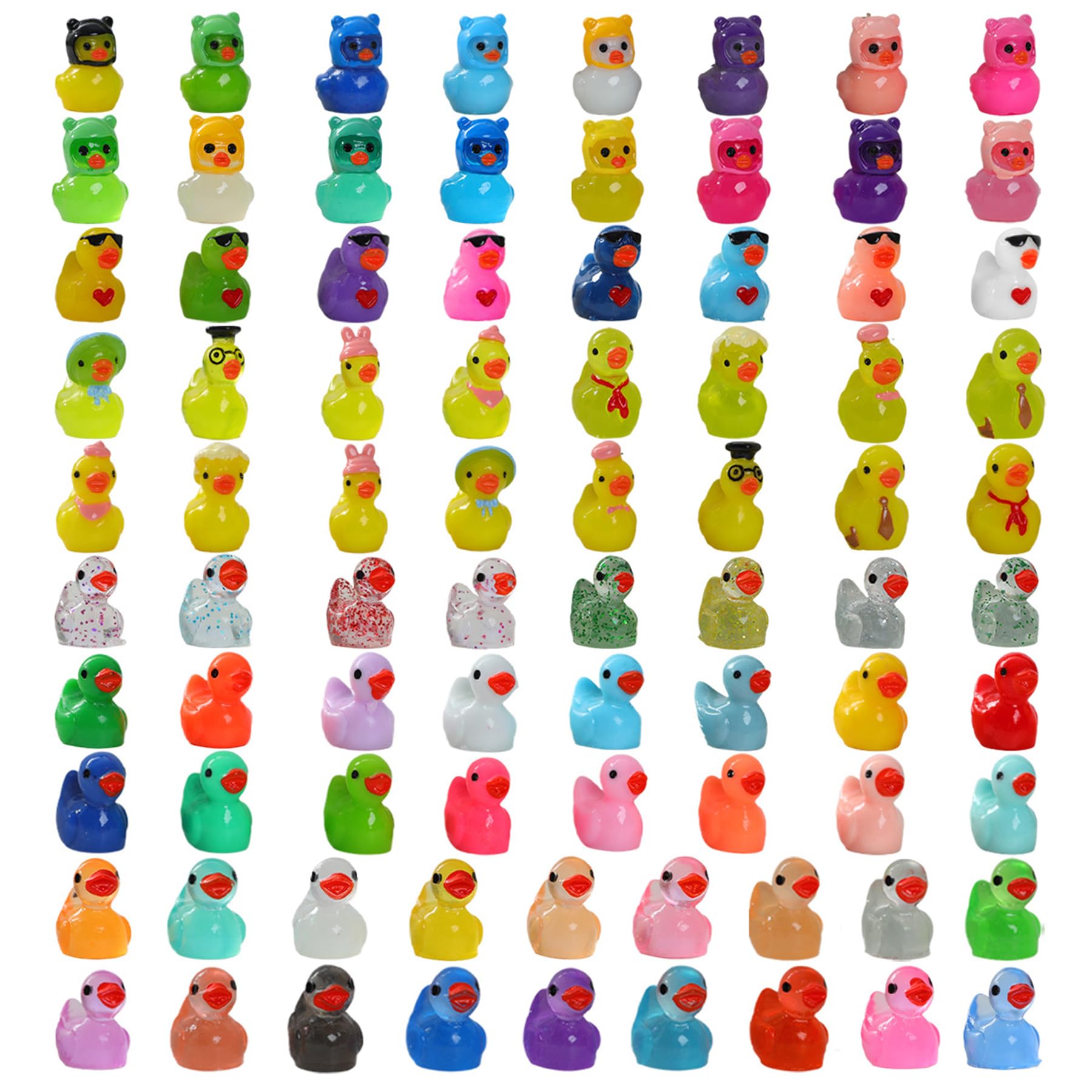 Canard en plastique mélangé phosphorescent et figurines miniatures pour loisirs créatifs