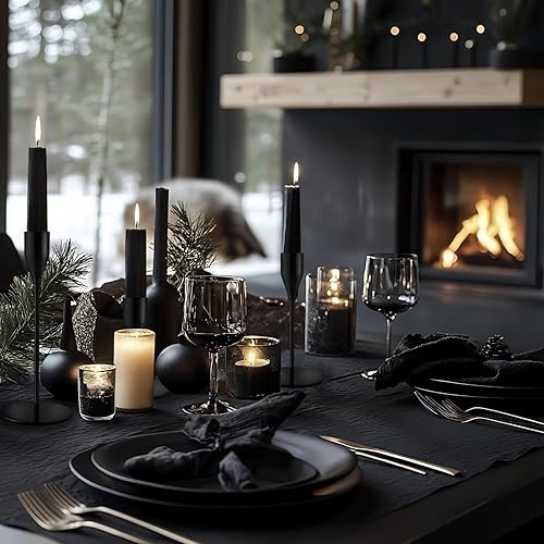 Miniatura 4 de Portavelas cónicos negros para centro de mesa de boda, portavelas cónicos altos a granel, juego de 6 portavelas de metal para decoración de mesa o