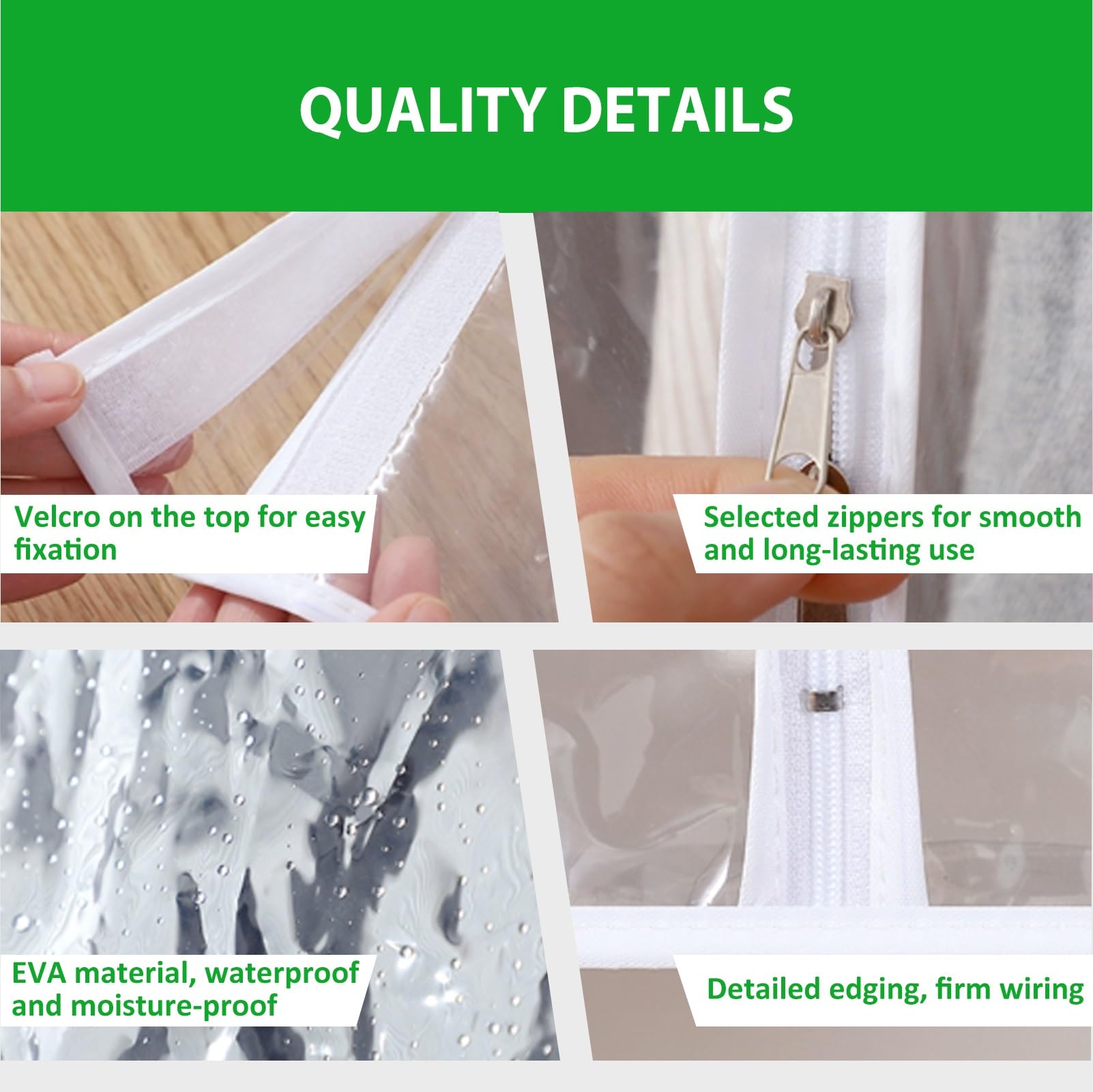Cubierta de Polvo para Ropa, Bolsas de Almacenamiento Transparentes con Cremallera, Fundas de EVA for Perchero, Cobertura Total de 360°, Funda Antipolvo for Trajes, Camisas, Suéteres