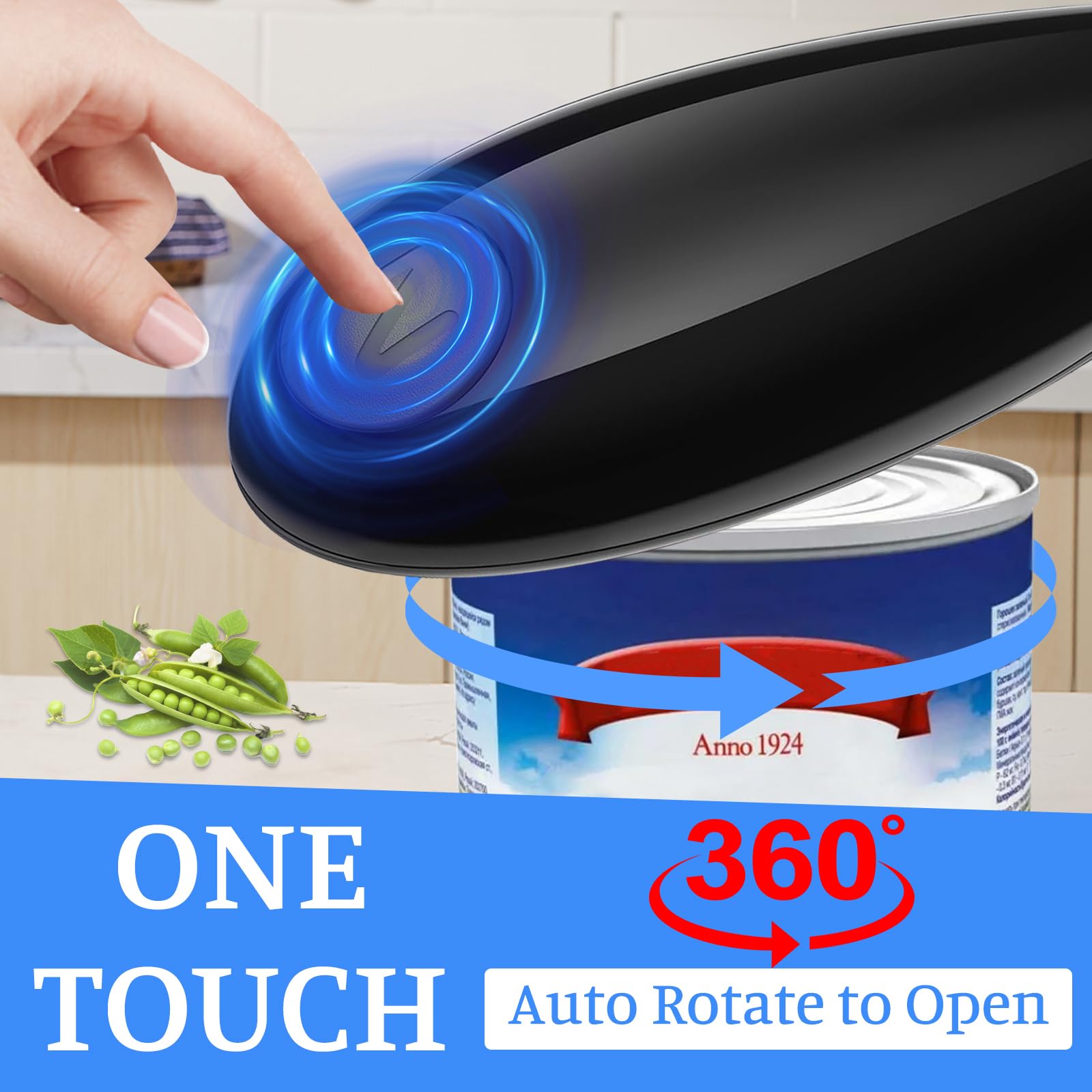 Apriscatole Elettrico, One Touch Automatico Apriscatole Mani Libere Design Compatto Senza Fili Gadget da Cucina con Bordo Liscio per Artritici/Anziani/Home