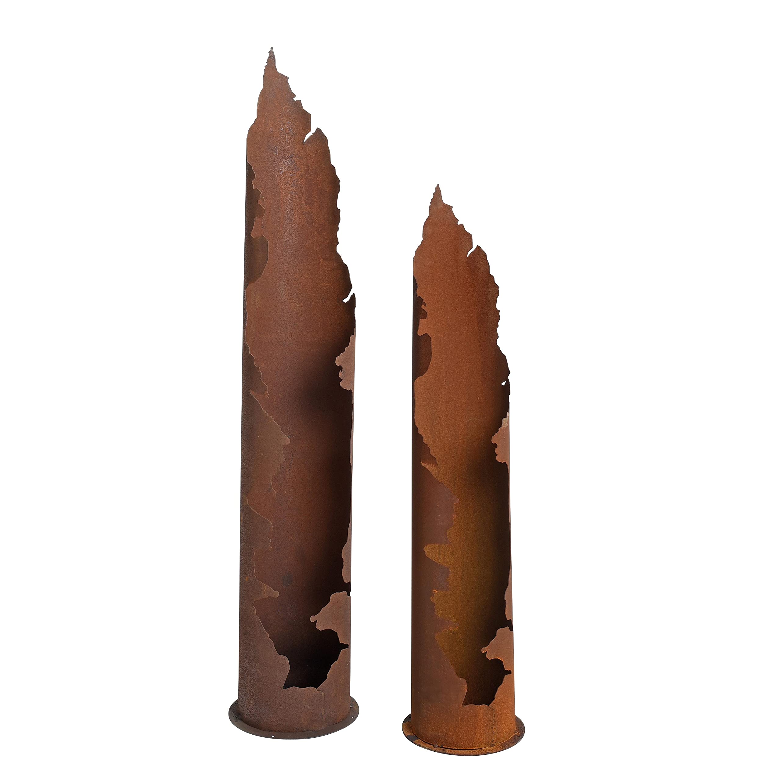 ESTEXO Dekosäule Rostsäule Gartendeko 120 + 150 cm Set Edelrost Säule Pflanzsäule Rost Garten Blumensäule