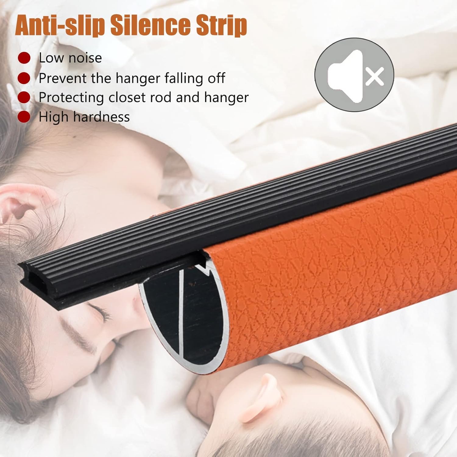 Closet Rods Round Closet Rod Aluminum Alloy,Laundry Room/Cupboard Hanging Clothes Rod with Anti-Slip Silence Strip(Gray,Length-60cm/23.6")